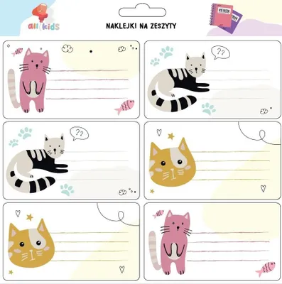 Immagine prodotto di Adesivi per quaderni Gattine, 6 pezzi - All4Kids