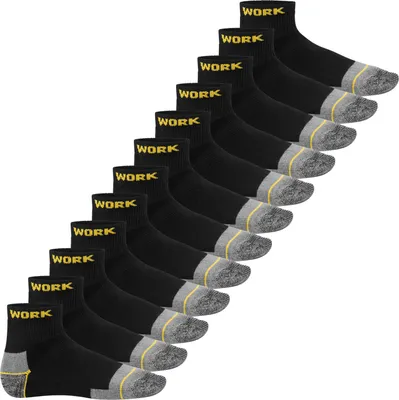 Produktbild von MT Herren Arbeits- und Freizeitsocken (12 Paar) Robuste Work Kurzschaft Socken - Schwarz-Gelb 43-46