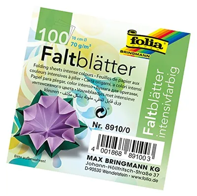 Produktbild von folia Faltblätter rund Durchmesser: 100 mm 70g/qm 100 Blatt farbig sortiert