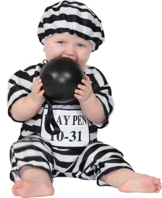 Produktbild von Babykostüm Gefangener Sträfling Kostüm Jumpsuit Gr. 68-86, Größe:68/74