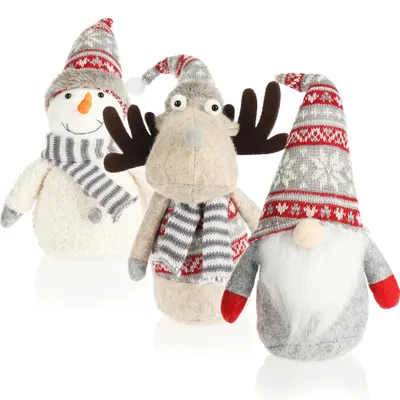 Produktbild von COM-FOUR® 3x Premium Weihnachts-Wichtel für die Weihnachtsdeko, winterliche Figur als Dekoartikel, niedlicher Kantenhocker als Raumschmuck oder Geschenk