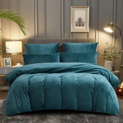 Productafbeelding van Beddengoedset: 155x220 cm + 2 kussenslopen 80x80 cm, fleece, lichtblauw