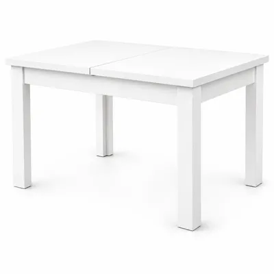 Produktbild von Ausziehbarer Esstisch 80 × 120–160 cm Weiß, Küchentisch, Wohnzimmertisch, Esszimmertisch, KI-generiertes Bild