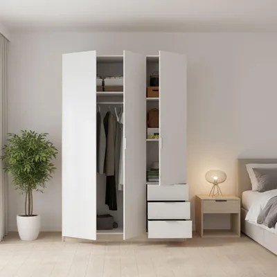 Immagine prodotto di Dmora Guardaroba 3 Ante Astru 52x121 cm Bianco, Appendiabiti 3 Ante