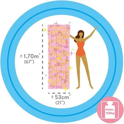 Zdjęcie produktu dla Różowy materac brokatowy 170 cm x 54 cm x 15 cm – pneumatyczny materac wodny