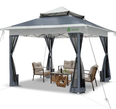 Produktbild von VOUNOT® Pavillon Faltbar 3.6x3.6m, Pop Up Faltpavillon Gartenzelt Partyzelt Gartenpavillon, Grau