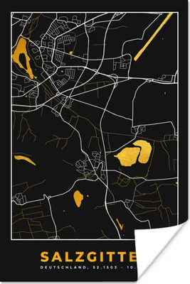 Produktbild von MuchoWow® Poster Salzgitter - Gold - Stadtplan - Karte - Deutschland 120x180 cm - Kunstposter