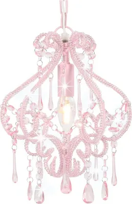 Zdjęcie produktu dla Lampa Sufitowa Z Koralikami, Różowa, Okrągła, E14 Lumarko!