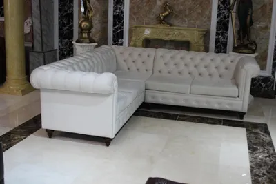 Productafbeelding van Modern hoekbank, L-vormig, voor de woonkamer. Hoekbank met stoffen bekleding. Stoffen banken, direct leverbaar