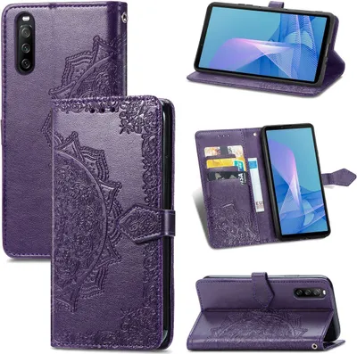 Produktbild von König Design Hülle kompatibel mit Sony Xperia 10 III Kunstleder Handyhülle - Handy Case Violett