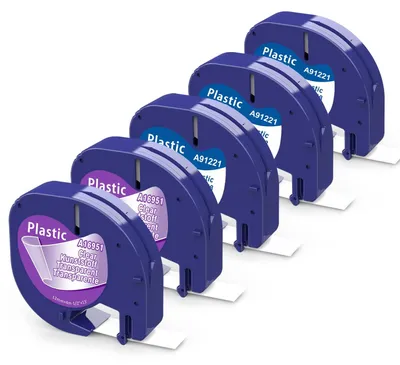 Imagen del producto de Solidchoice - Cinta para etiquetas compatible con Dymo LetraTag, 12 mm x 4 m, paquete de 5 unidades