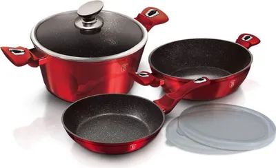 Zdjęcie produktu dla Berlinger Haus komplet garnków 6 elementów 24cm Metallic Line Burgundy BH7046
