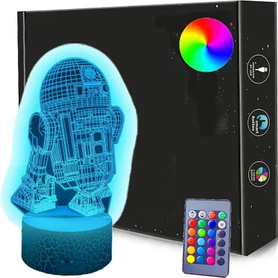 Obrázok produktu pre 3D LED nočná lampa ROBOT STAR WARS USB / batérie + RGB diaľkové ovládanie