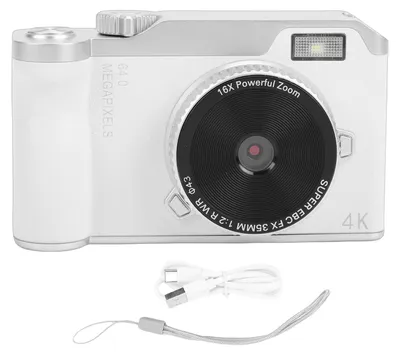 Immagine prodotto di Fotocamera CCD, schermo ribaltabile HD, zoom digitale 16x, registrazione video 4K, messa a fuoco automatica, portatile, nero vintage