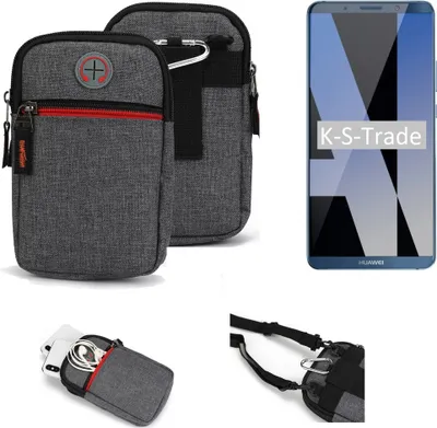 Produktbild von K-S-Trade Holster Gürtel Tasche kompatibel mit Huawei Mate 10 Pro Single SIM Handy Tasche Schutz Hülle grau Zusatzfächer 1x