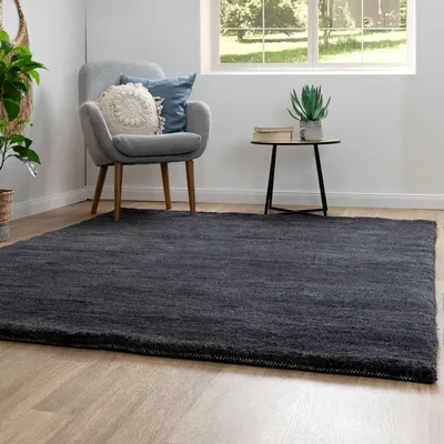 Produktbild von Steffensmeier Berber Teppich Zagora | Wolle (Schurwolle), Schwarz, Größe: 200x200 cm , Original aus Marokko, Teppich für Wohnzimmer, Schlafzimmer