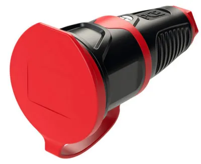 Zdjęcie produktu dla Złącze styku uziemiającego IP54 z pełnej gumy + listwa maskująca 16A / 250V AC / 3p (2P+E)