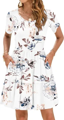 Produktbild von Sommerkleid kurze Ärmel, Taschen, Strandkleid