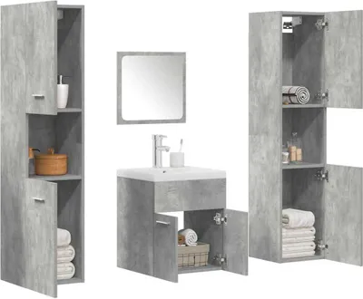 Produktbild von Maison Exclusive - 5-tlg. Badmöbel-Set Betongrau Holzwerkstoff
