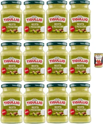 Produktbild von Star Tigullio GranPesto Pesto Ricotta e pistacchio, pesto mit Ricotta und Pistazien 12x 185 g Sauce Soße + Italian gourmet polpa 400g