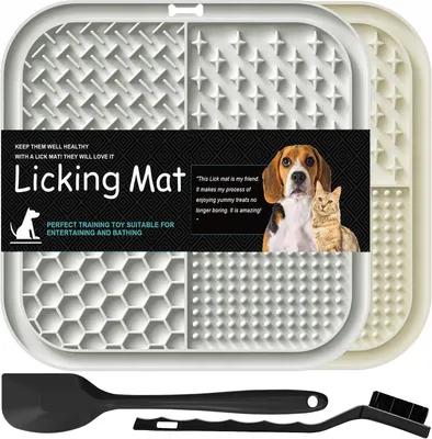 Productafbeelding van Likmat voor honden - 2 stuks - siliconen - met spatel en borstel