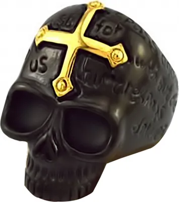 Produktbild von Totenkopf Ring Herren Edelstahl Biker Skull Helm Kreuz Gothic Massiv Schwarz 70 - Ø 22,20 mm