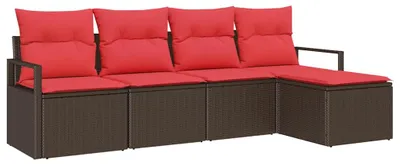 Obrázok produktu pre Sada pohoviek vidaXL s vankúšmi, hnedá, z polyrotangu