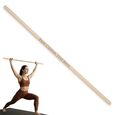 Zdjęcie produktu dla MOE UHANE® Drewniany kij gimnastyczny 100 cm do ćwiczeń, jogi i fitnessu – kij do rozciągania dla dzieci i dorosłych z personalizacją, naturalne drewn