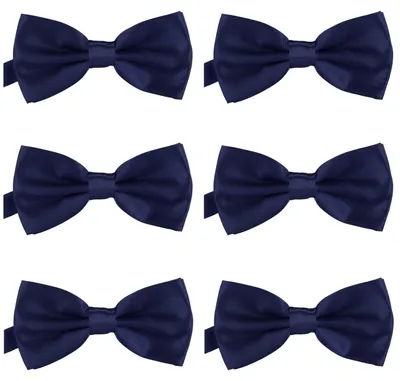 Produktbild von 6er Set DonDon Herren Fliege 12 x 6 cm gebunden und längenverstellbar nachtblau