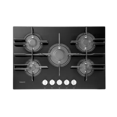 Image de Hotpoint FTGHG 751 D/HA(BK) Table de cuisson à gaz encastrable, 75 cm, noir, 5 brûleurs