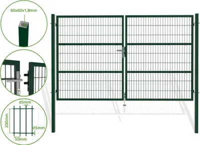 Produktbild von 3 m H.180 cm RAZO-Maschentor + 1 m RAZO H.180 cm grünes Tor