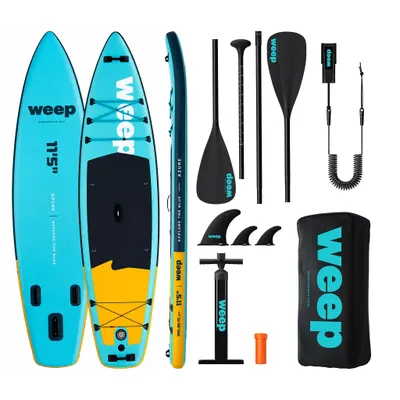 Produktbild von Sup-Board Zum Paddeln Weep Azure 350 Cm 11'5" Aufblasbar Mit Zubehör