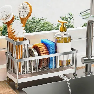 Produktbild von Famanu Sponshalter mit drehbarem Auslauf - Edelstahl, silber