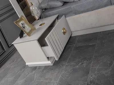 Obrázek produktu pro Ložnice Bílý noční stolek s úložným prostorem v moderním stylu dřevěný nábytek