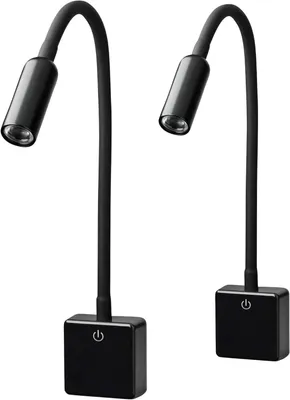 Produktbild von Steckdosenleuchte – Flexible Stehleuchte – Gezielte Beleuchtung – Dimmbarer Schwanenhals – 46,5 cm – Schwarz