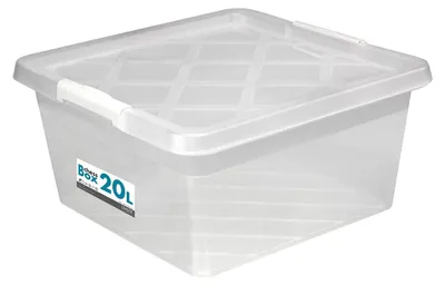 Produktbild von Aufbewahrungsbox mit Deckel 20l – aus Kunststoff, 39x39x19cm – für bis zu 20 Liter