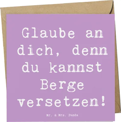 Produktbild von Mr. & Mrs. Panda Grußkarte Spruch Selbstvertrauen stärken - Lavendeltraum - Geschenk, positivity, Zuversicht, Trost, Vertrauen, anlasskarte, Klappkarte, innere Stärke