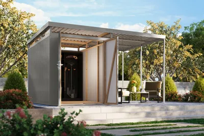 Produktbild von Gartenhaus Metall Metallgerätehaus Metallgartenhaus AURUM 2,5 Metallhaus graualuminium 414x292x239 cm