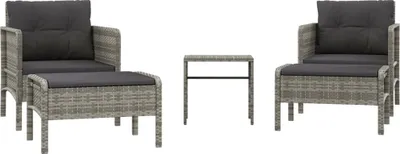 Immagine prodotto di vidaXL Set da salotto da giardino 5 pezzi con cuscini in polirattan grigio