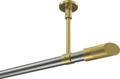 Produktbild von Interdeco Gardinenstange / Vorhangstange Edelstahl-Optik / Messing-Optik, Typ Sonette Verano (Schräge Bicolor) ohne Ringe, Deckenmontage, 20 mm Ø 1-läufig, 420 cm
