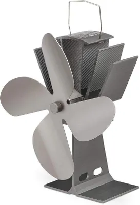 Image de Ventilateur de cheminée sans électricité - chauffage par convection - 4 pales - argent