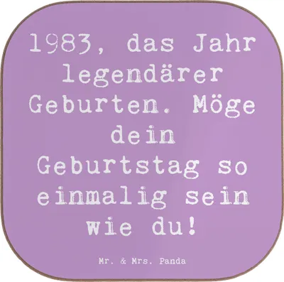 Produktbild von Mr. & Mrs. Panda Untersetzer für Gläser Spruch 1983 Geburtstag - Lavendeltraum - Geschenk, Erinnerung, Happy Birthday, Tassen, gläseruntersetzer, besonderes Jahr, Alter