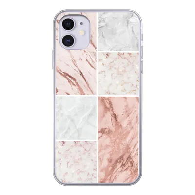 Produktbild von MuchoWow® Handyhülle Schutzhülle Hülle für iPhone 11 Marmor - Weiß - Rosa Silikon Softcase Handy Hülle - Handytasche