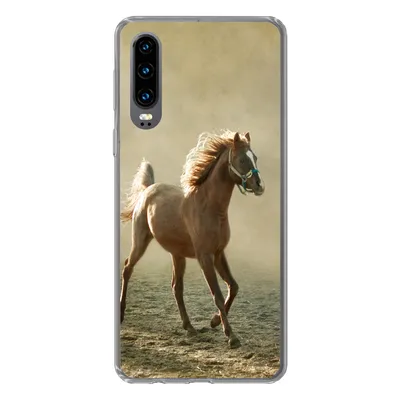 Produktbild von MuchoWow® Handyhülle Schutzhülle Hülle für Huawei P30 Pferd - Sand - Nebel Silikon Softcase Handy Hülle - Kartenbesitzer