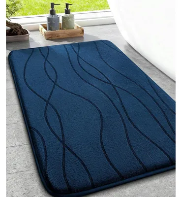 Productafbeelding van Badmat van traagschuim, antislip, wasbaar, zacht, absorberend, 43x61 cm, donkerblauw