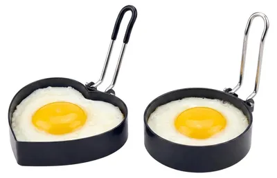 Produktbild von Spiegeleiformen - Antihaftbeschichtete Eierringe mit Griff - Für Omeletts und Pfannkuchen - 2 Stück