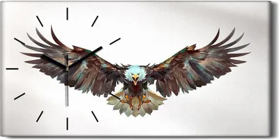 Produktbild von Wandbild Leinwand Bilder mit Uhr Geräuschlos 60x30 Tier Vogel Adler Kunst - schwarze Hände
