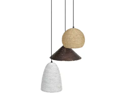 Produktbild von BELIANI Hängelampe Mehrfarbig aus Stroh 3-Flammig Modernes Design Drei Leuchten Set für Esszimmer Wohnzimmer Schlafzimmer Esstisch