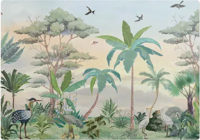 Produktbild von Tropische Landschaft – Bodenschutzmatte – Stuhlunterlage 100x70 cm – Rutschfest – Hartbodenmatte