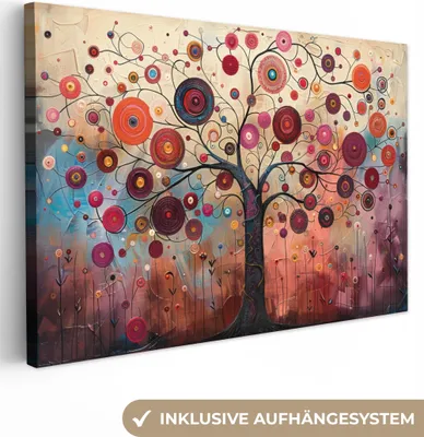 Produktbild von Leinwand Bilder 120x80 cm - Lebensbaum - Lila - Abstrakt - Kunst, Bilder, Wanddeko Wohnzimmer